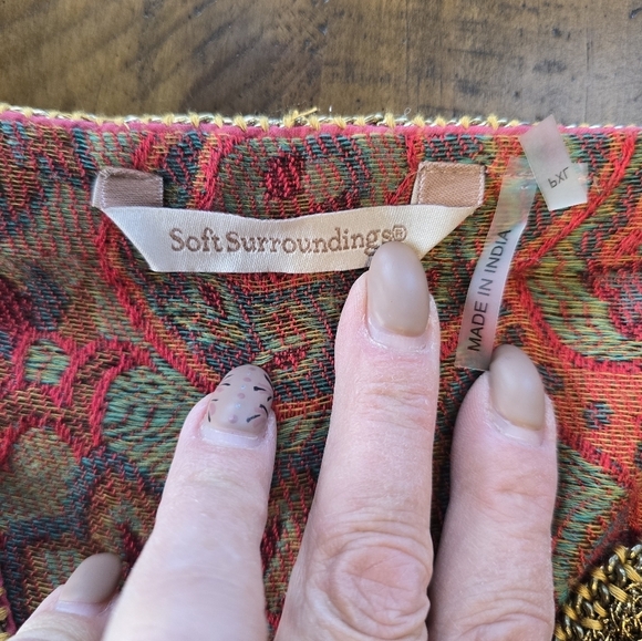 Soft Surroundings Red Gold Long Sleeve Paisley Pullover Tunic XLP - Picture 8 of 8